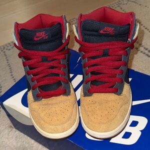 Nike Dunk SB High-Tops Red and Tan “Reese Forbes” size 7.5